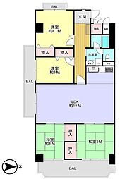 ユニハイム西宮2 4LDKの間取図画像