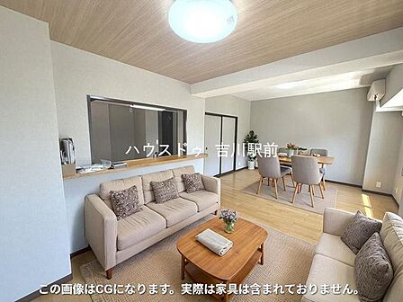 15.5帖の広々リビング☆彡家族との会話が弾む対面キッチン♪