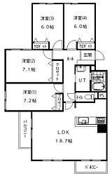サーム江別駅 4LDKの間取図画像