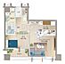 間取り：南向き55.56m2の広々1LDK。
