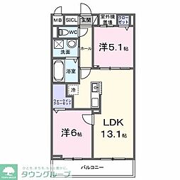 クルタ ラプシ 2LDKの間取図画像