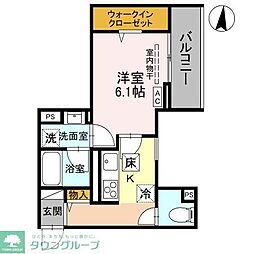 メゾン ド グレイス 1Kの間取図画像