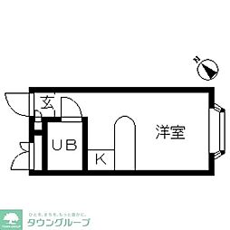 ベルピア東大宮6-1 ワンルームの間取図画像