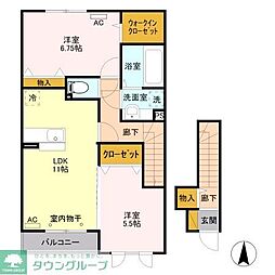 グランディール 2LDKの間取図画像
