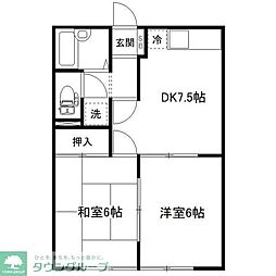 ラベンダーハイツA 2DKの間取図画像