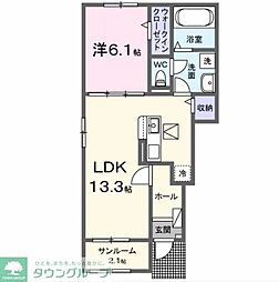 サンライズ リバー NK 1LDKの間取図画像