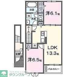 アルカディアC 2LDKの間取図画像