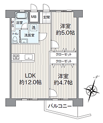 東急ドエル江田ビレジB棟 2LDKの間取図画像