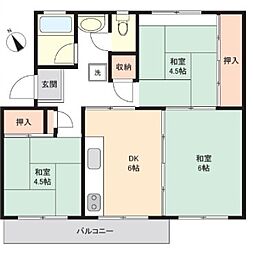 加茂川団地6 3DKの間取図画像