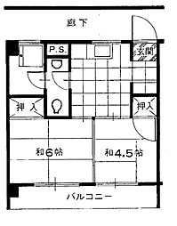 山王台グリーンハイツ 2Kの間取図画像