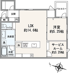 プラウドジェム幡ヶ谷 1LDKの間取図画像