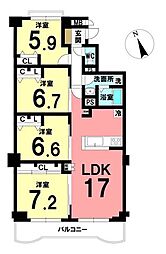 チサンマンション紺屋町 4LDKの間取図画像