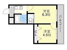 ローズハイツ 2階2Kの間取り