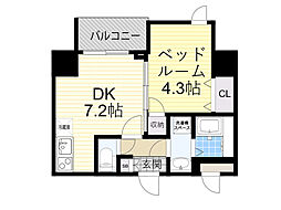 ウインズコート桜塚 7階1DKの間取り