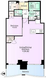 THE TOYOMI TOWER MARINE&SKY WEST WING 1LDKの間取図画像