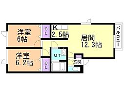 カーサ星置 2LDKの間取図画像