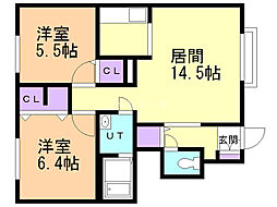 シャーメゾンリジェール 2LDKの間取図画像