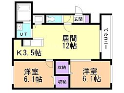 アビタクレール 2LDKの間取図画像