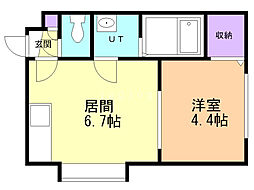 カステル八軒 1DKの間取図画像