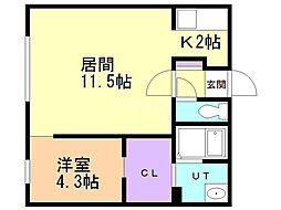 effort琴似 1LDKの間取図画像