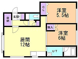 パールハウス 2LDKの間取図画像