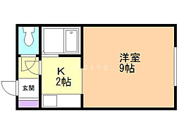 ドミールK 1Kの間取図画像