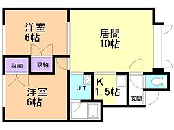 ファンタジー夢 2LDKの間取図画像