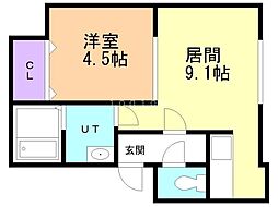 サクシード八軒西1 1LDKの間取図画像
