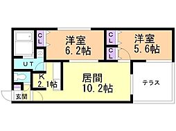 ウェストヴィレッジ 2LDKの間取図画像