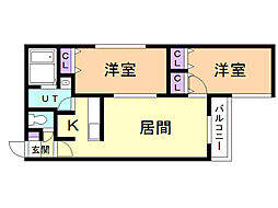 ウェストヴィレッジ 2LDKの間取図画像
