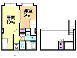 ハイデンス曙 1LDKの間取図画像