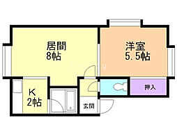 メープル弐番館 1LDKの間取図画像