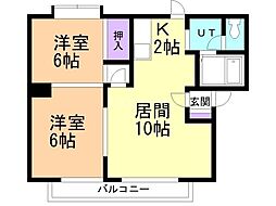 ハイツフェリス 2LDKの間取図画像