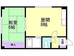 ホワイトパーク山の手 1LDKの間取図画像