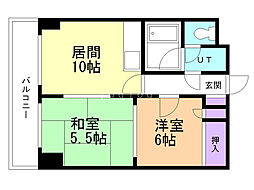 玉田ビルクロスロード琴似 2LDKの間取図画像