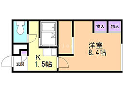 レオパレス新発寒 1Kの間取図画像