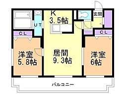 アトラス手稲 2LDKの間取図画像