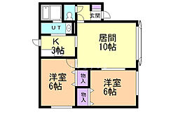 ルミエール高田 2LDKの間取図画像