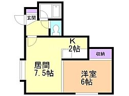 アーバン稲穂 1LDKの間取図画像