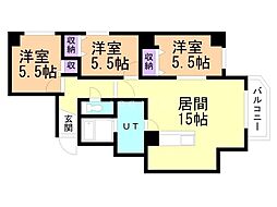 セピア山の手 3LDKの間取図画像