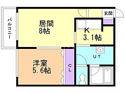 リバーフォレスト 1LDKの間取図画像