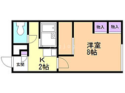 レオパレスロワジール西野A 1Kの間取図画像