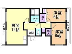 グリーンハイツ前田 2LDKの間取図画像