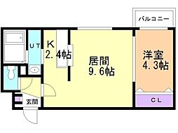 コスモスT&S 1LDKの間取図画像