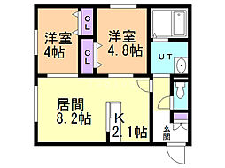 アートレータ琴似 2LDKの間取図画像