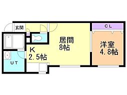 エスパシオ八軒 1LDKの間取図画像