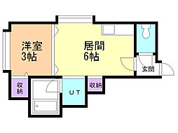 ウインドミル西町北 1DKの間取図画像