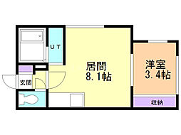 パスカル山の手 1LDKの間取図画像