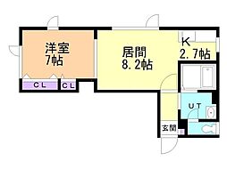 メルシオン手稲 1LDKの間取図画像