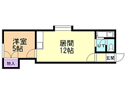 富丘アパートメント 1LDKの間取図画像